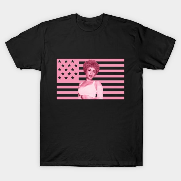 Ice Spice Pink American Flag T-Shirt by Scarlett Blue